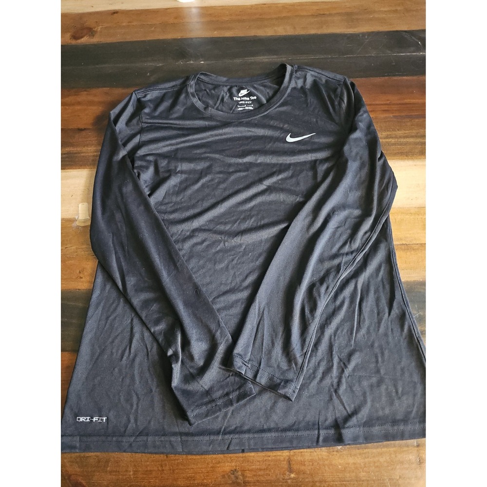 Nike Dri-FIT The Nike Tee Large Black Long Sleeve Athletic Shirt 0089